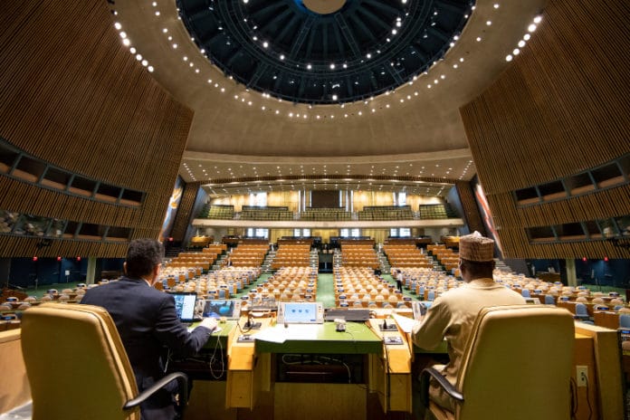 Afstemningen fandt sted i FNs plenum i New Yorks hovedkvarter. FOTO: Un Photo / Eskinder Debebe