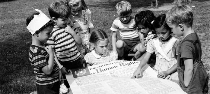 children-table-human-rights-black-white