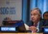 Generalsekretær António Guterres holder afsluttende bemærkninger til SDG-topmødet 2023.