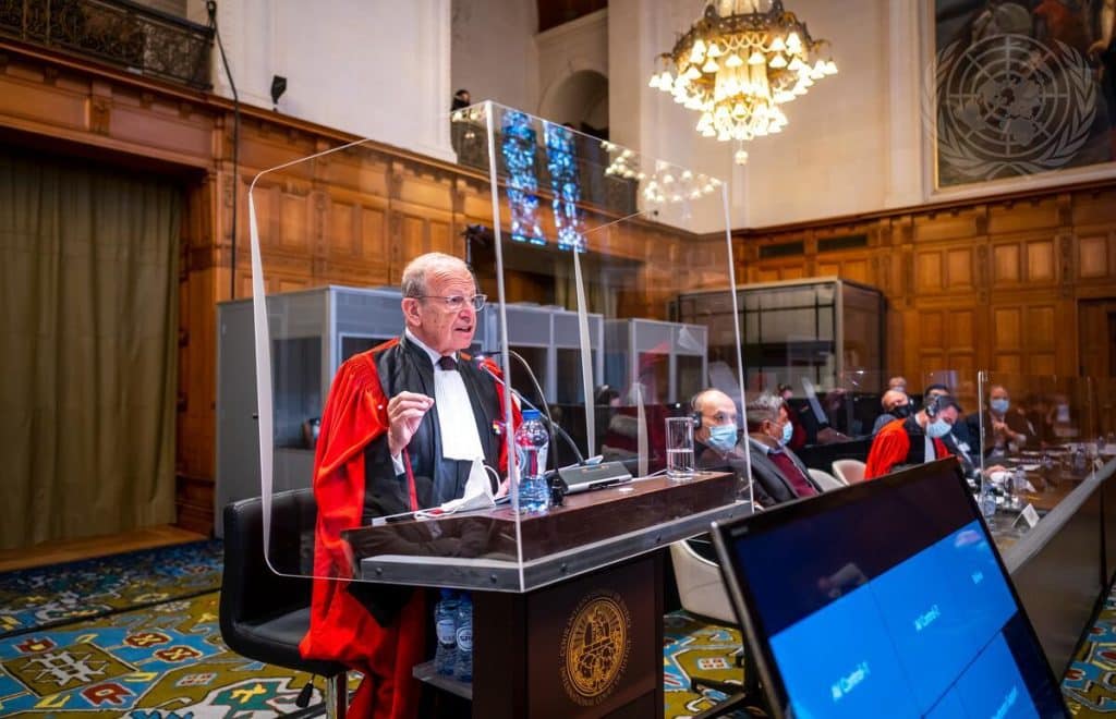 En høring ved Den Internationale Domstol i 2022. FN Foto/Frank van Beek
