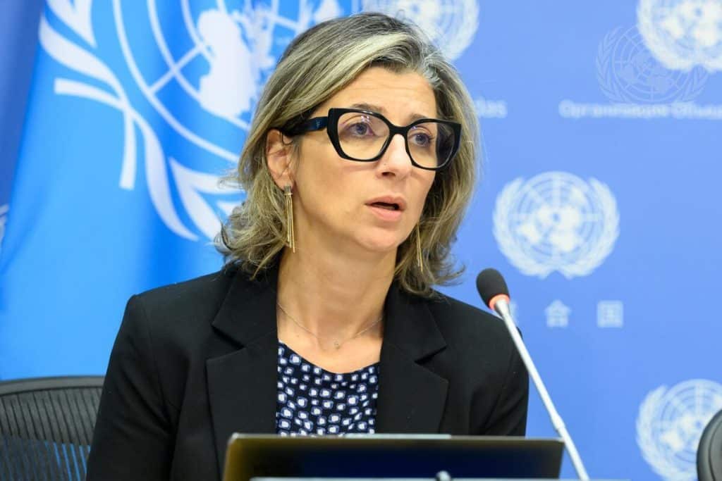 Francesca Albanese, Specialrapportør om situationen for menneskerettigheder i det palæstinensiske område besat siden 1967. FN-foto/Loey Felipe