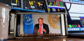 UN Secretary-General António Guterres briefs the media on the socio-economic impacts of the COVID-19 pandemic.