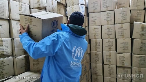 Goods distribution in Libya by UNHCR