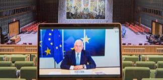 Josep Borrell, Euopean Union High Representative for Foreign Affairs and Security Policy, addresses Security Council members in connection with the Cooperation between the United Nations and regional and sub-regional organizations.