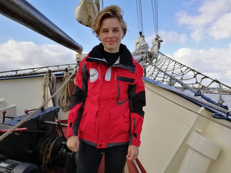 Anuna De Wever on boat for Sail to Cop (COP25)