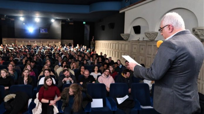 Audience and moderator at CineONU screening of Push