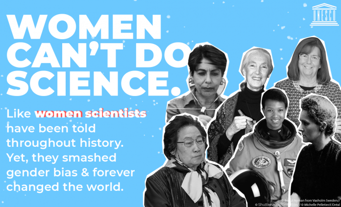 Women in Science - poster of 'Women can't do science'