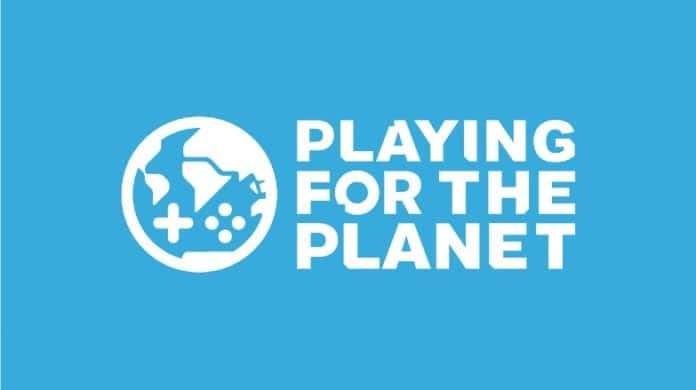Playing for the Planet Alliance logo on blue background