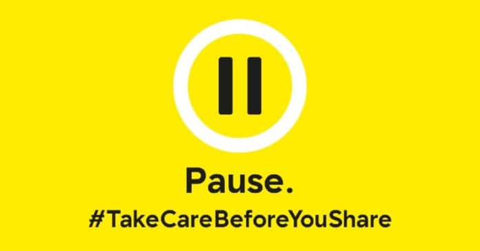 PAuse. Take care before you share. Banner
