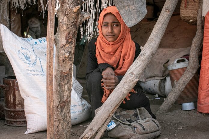 Woman in camp in Yemen