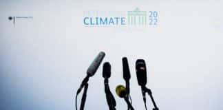 petersberg climate dialogue XIII backdrop with mics