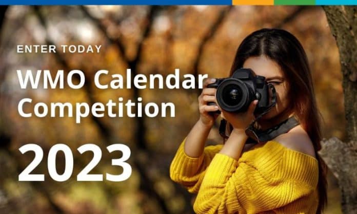 Girl with a camera, poster promoting WMO 2023 Calendar Competition