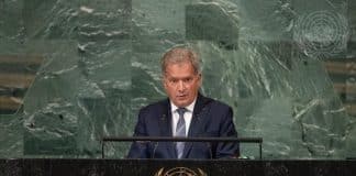 Sauli Niinistö, President of Finland, addresses the 77th General Assembly