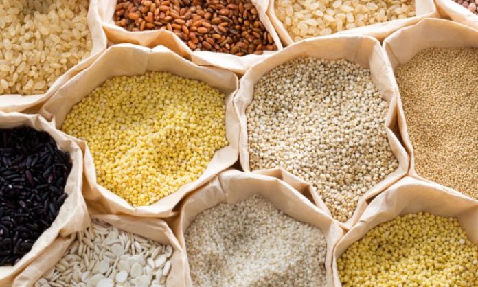 various kinds of millets in bags