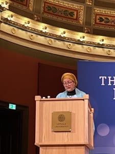 Amina Mohammed giving the Dag Hammarskjöld Lecture. Photo: Swedish Foreign Ministry.