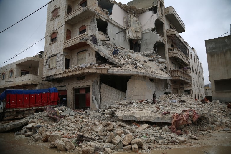 The damage caused by the February 6 earthquake in Sarmada town, north-west Syria.