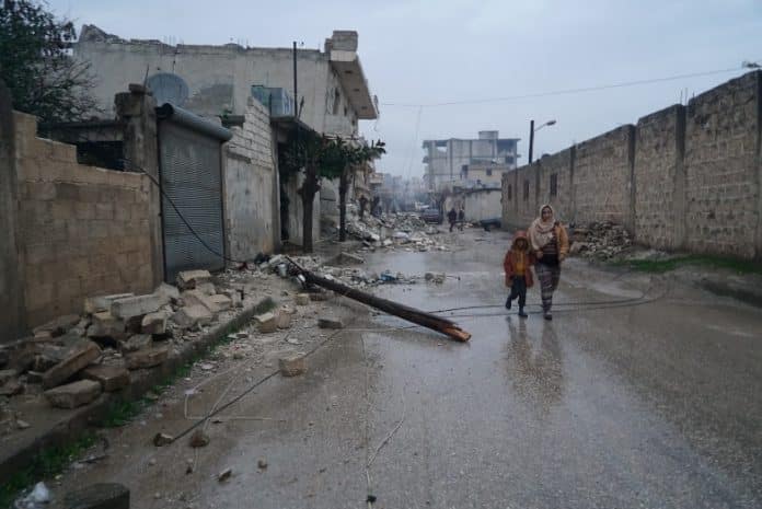The damage in Jandairis town, northern Aleppo countryside after the earthquake.