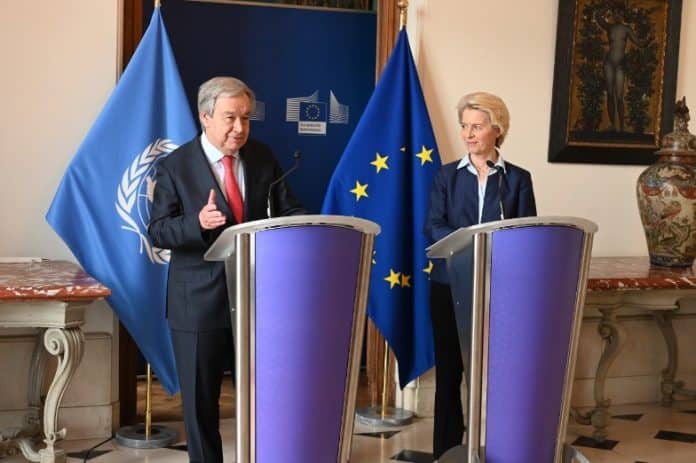 UN-EU High-Level Dialogue: Photo of Press statements by Ursula von der Leyen & António Guterres