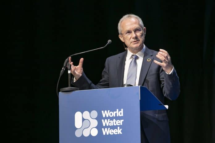 The President of the United Nations General Assembly, Csaba Kőrösi, speaking at the World Water Week.