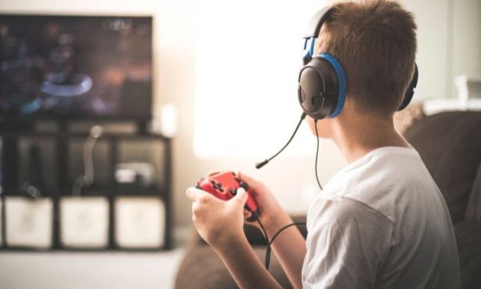 A young person playing video games
