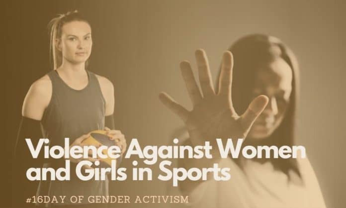 banner with title on Violence Against Women and Girls in Sports