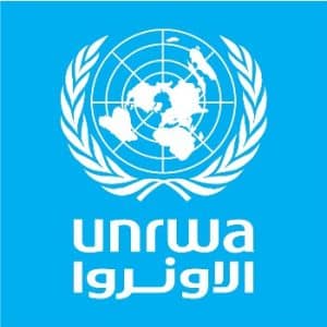 UNRWA logo, white on blue