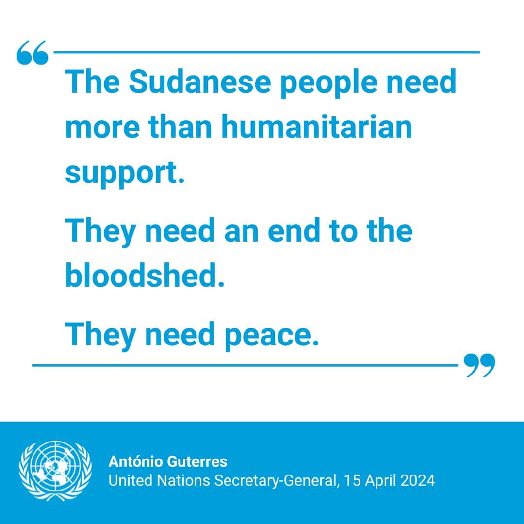 António Guterres quote on Sudan first anniversary