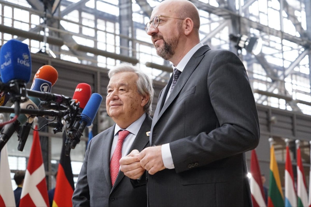 António Guterres, Secretary General of the United Nations and Charles Michel, President of the European Council. © UN\Marian Blondeel