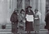 The four women from the Welsh delegation outside the Whitehouse: from left: Gladys Thomas, Mary Ellis, Annie Hughes Griffiths, and Elined Prys.