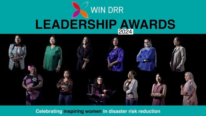 Banner for the opening of the 2024 WIN DRR Leadership Awards