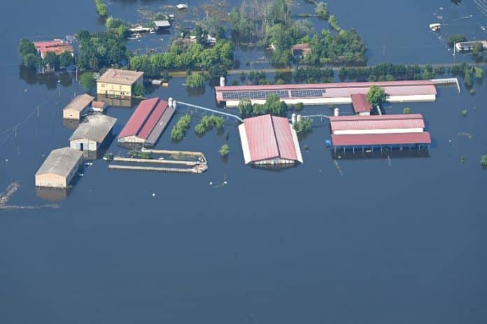 An aerial view of the severe flooding in Emilia-Romagna, Italy, May 2023
