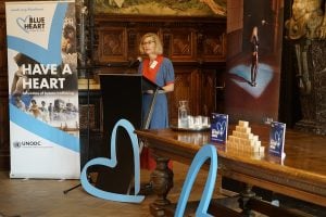 Inge Saris, Director, Payoke, at the Blue Heart campaign launch in Antwerp, Belgium