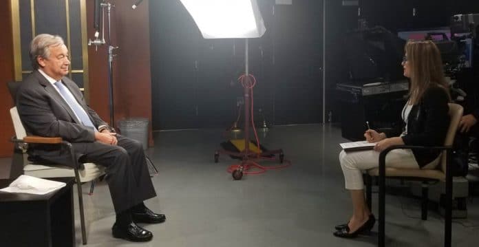 El Secretario General de la ONU, António Guterres, en entrevista con May Yaacoub, de Noticias ONU