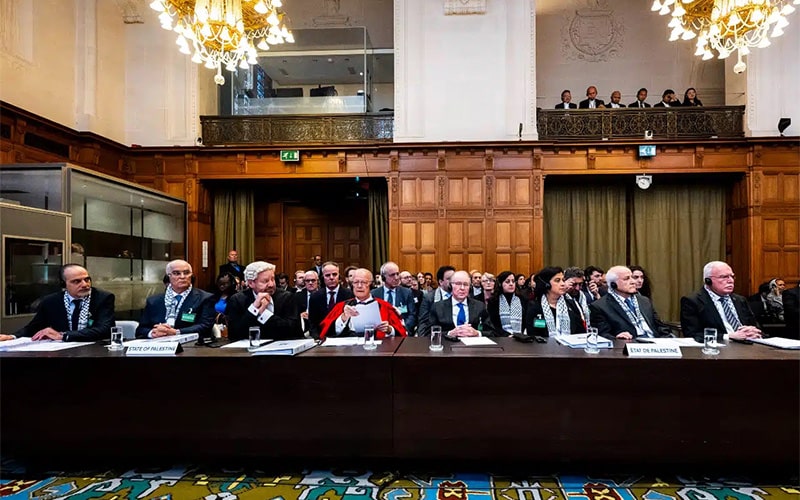 delegación -Estado de Palestina-audiencias ICJ- Foto-CIJ-Frank van Beek