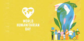 Kansainvälinen humanitaarinen päivä ja värikäs animaatio
