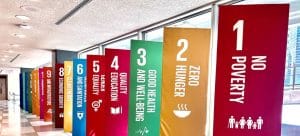 Sustainable Development Goals flaijereita järjestettynä numeroittain