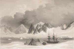 La-Recherche-retkikunta-Bellsundissa-Huippuvuorilla-Auguste-Mayerin-litografia