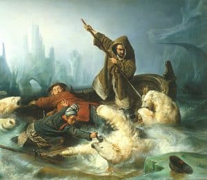 Taistelussa-jääkarhuja-vastaan-François-Auguste-Biardin-maalaus