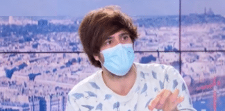 Dr Peiffer-Smadja avec masque chirurgical sur un plateau de télé