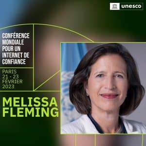 Melissa Fleming, cheffe de la communication de l'ONU à la conférence de l'UNESCO sur l'Internet de confiance