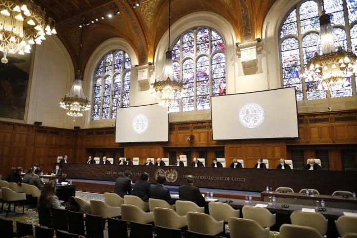 Audience à la Cour internationale de justice au Palais de la Paix à La Haye (Pays-Bas).