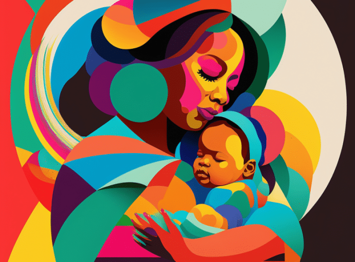 Une mère tenant dans ses bras son enfant