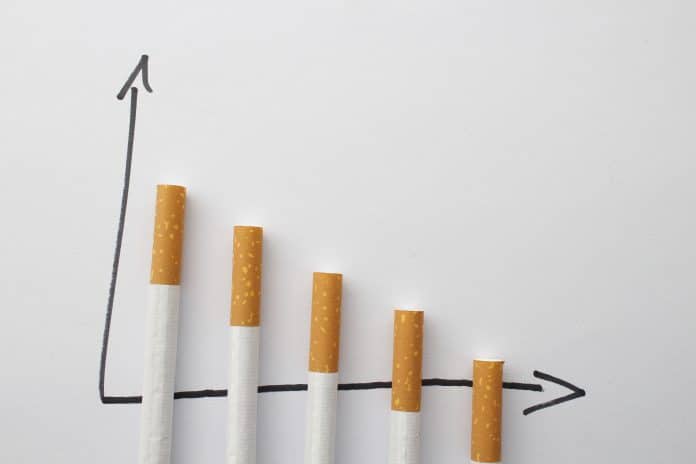 Graphique montrant la diminution de la consommation de tabac