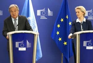 Antonio Guterres et Ursula von der Leyen à Bruxelles le 20 mars 2024