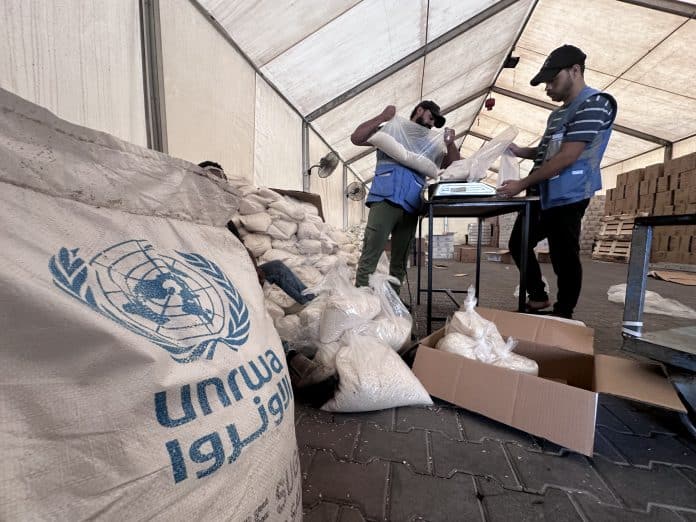 31 Octobre 2023, Emballage de rations alimentaires, Centre d'entraînement de Khan Younis © UNRWA / Hussein Owda