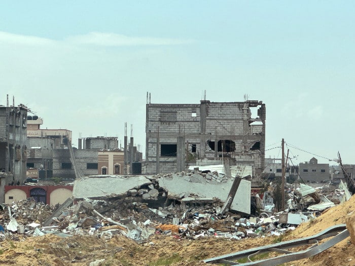 bâtiments détruits à Khan Younis, Gaza