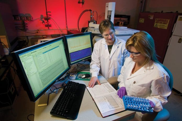 women in a lab