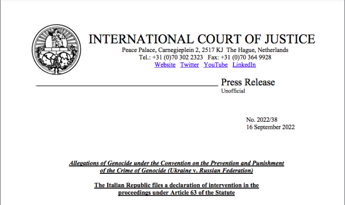 Press release - Corte Internazionale di Giustizia