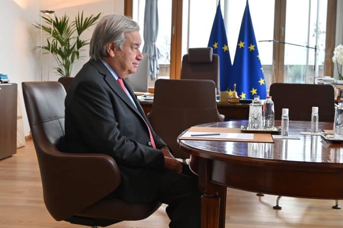 Antonio Guterres, Segretario generale delle Nazioni Unite, incontra Charles MICHEL, Presidente del Consiglio europeo, i