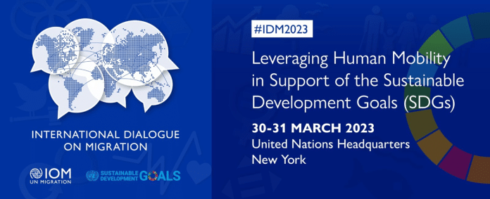 locandina dell'evento Dialogo internazionale sulle migrazioni (International Dialogue on Migration - IDM) 2023 dell'OIM